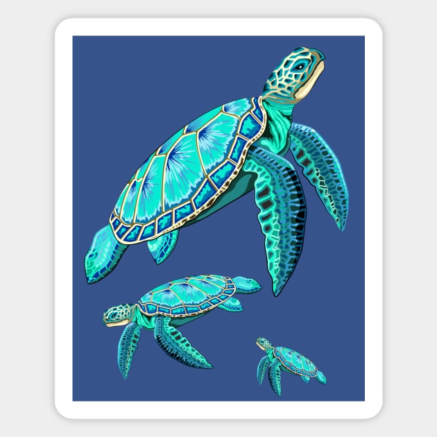 Sea Turtle Turquoise Oceanlife Magnet by BluedarkArt